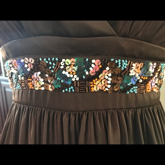 BCBG Paris Chocolate Floor Length Evening Dress - Picture 5 of 7